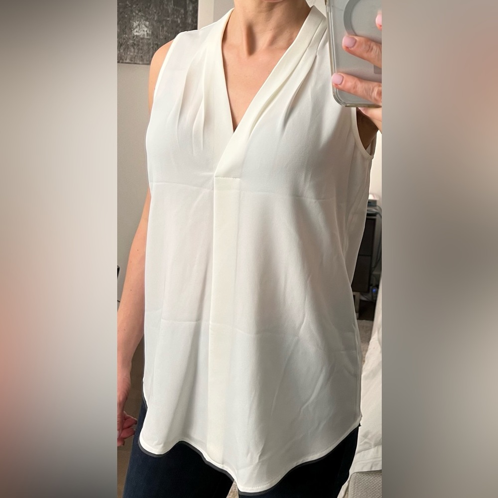 NWT Calvin Klein XS off white sleeveless blouse